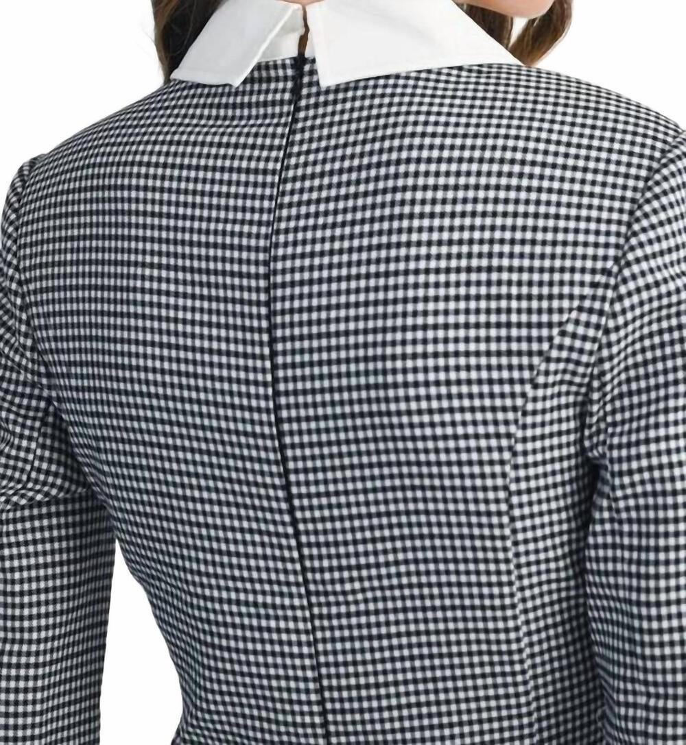 NEW MABLE stevie gingham check button mini dress in black - Picture 6 of 6